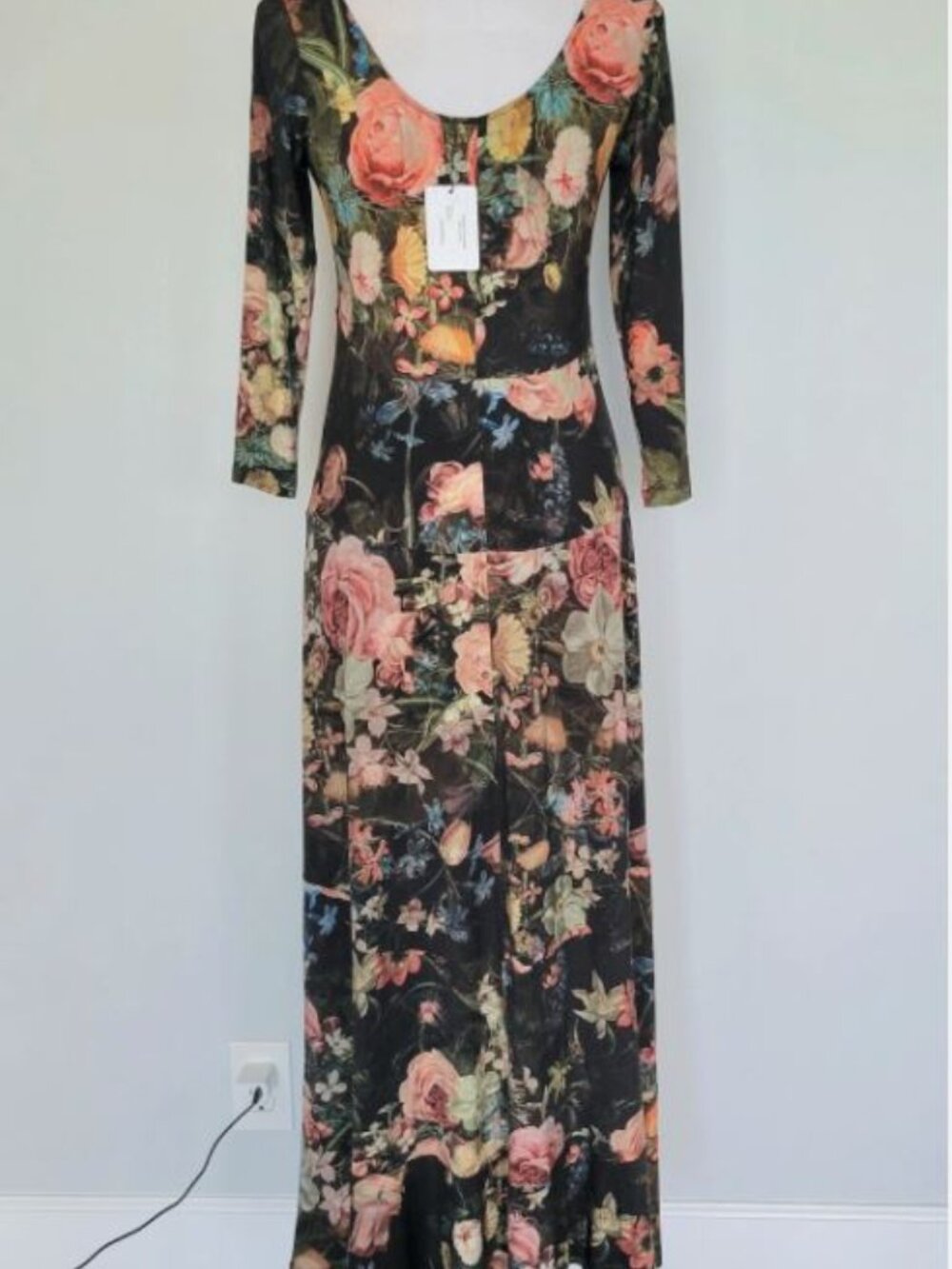 NWT PERUVIAN CONNECTION $389 Still Life Dress Scoop Neck 3/4 Sleeve Maxi Small - Picture 10 of 13